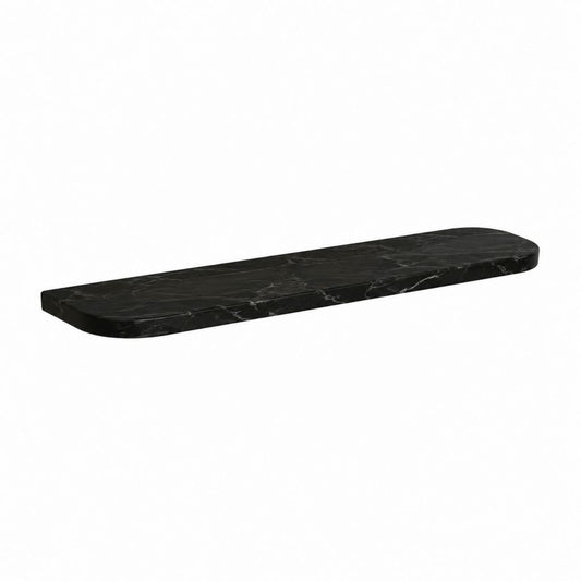 Wandregal Schwarz Marmoroptik Spanplatte Rechteckig 80 x 20 x 2.5 cm