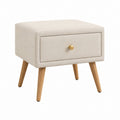 Nachttisch mit Schublade Beige Polyesterbezug Rechteckig 45 x 35 x 50 cm