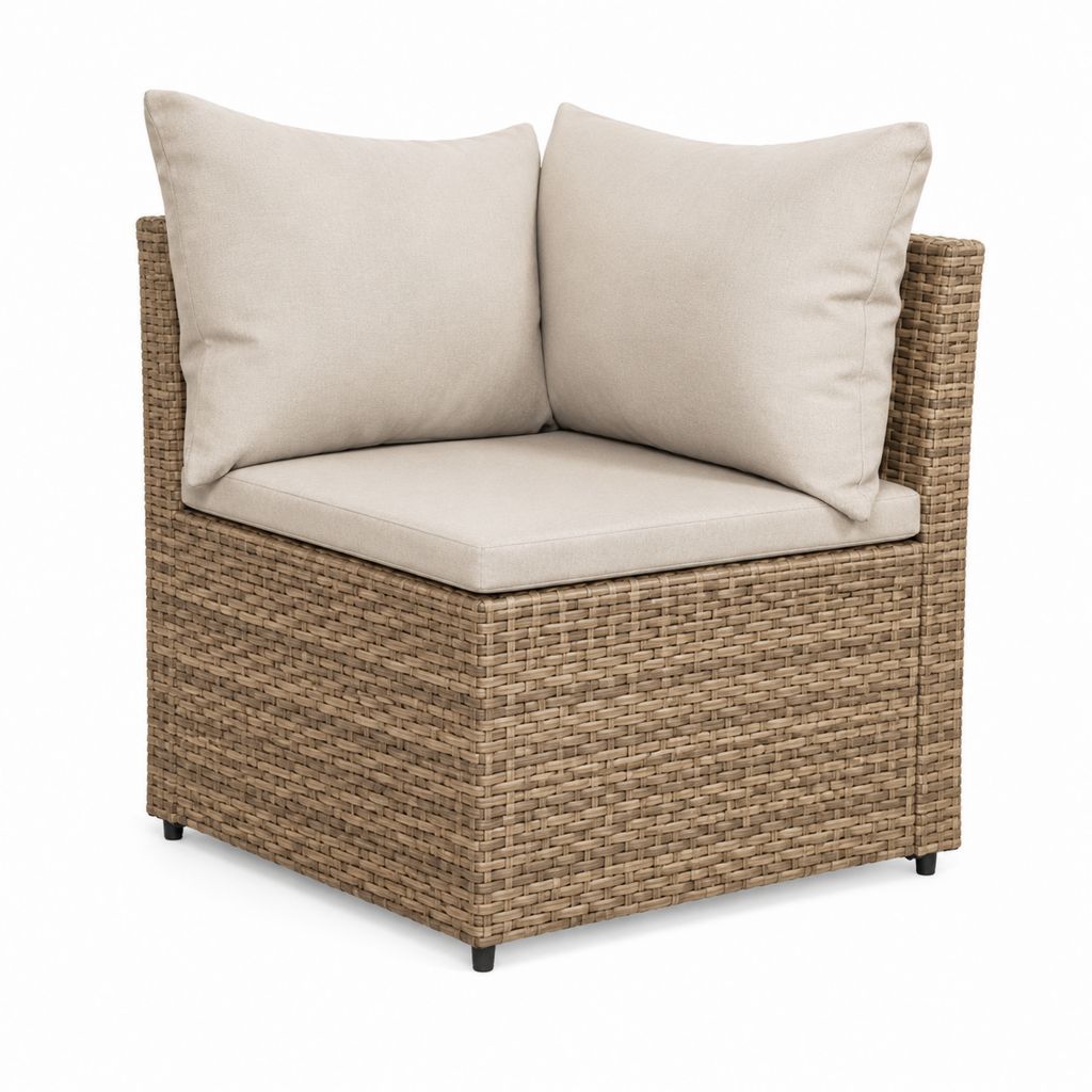 Gartensessel Polyrattan Beige mit Polyesterkissen 75 x 75 x 70 cm