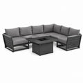 Gartenlounge Ecksofa Set Anthrazit Aluminium Polyester L-Form 260 x 260 x 75 cm