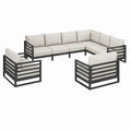 Gartensofa Set 6-Sitzer Beige Aluminium L-Form 292 x 220 x 70 cm