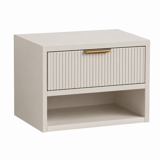 Nachttisch Cremeweiß aus MDF mit Schublade und offenem Fach 50 x 40 x 50 cm