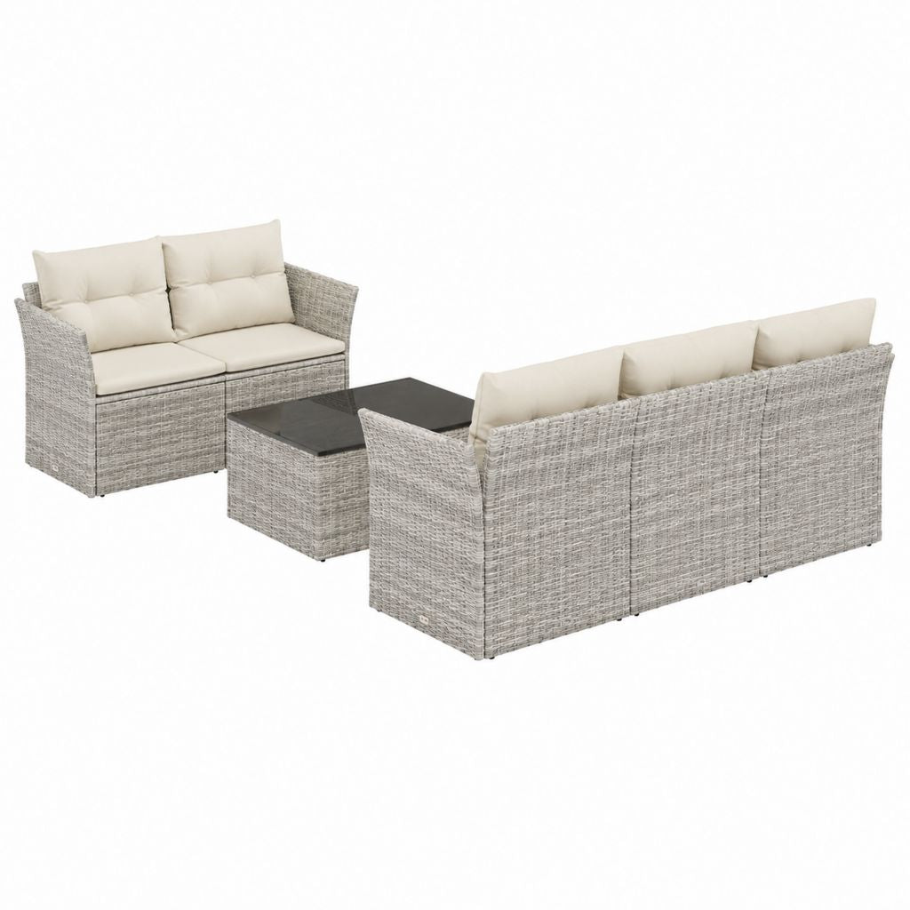 3-teiliges Gartenlounge Set Grau Beige aus PE-Polyrattan mit 2-Sitzer 3-Sitzer und Couchtisch 184 x 70 x 75 cm