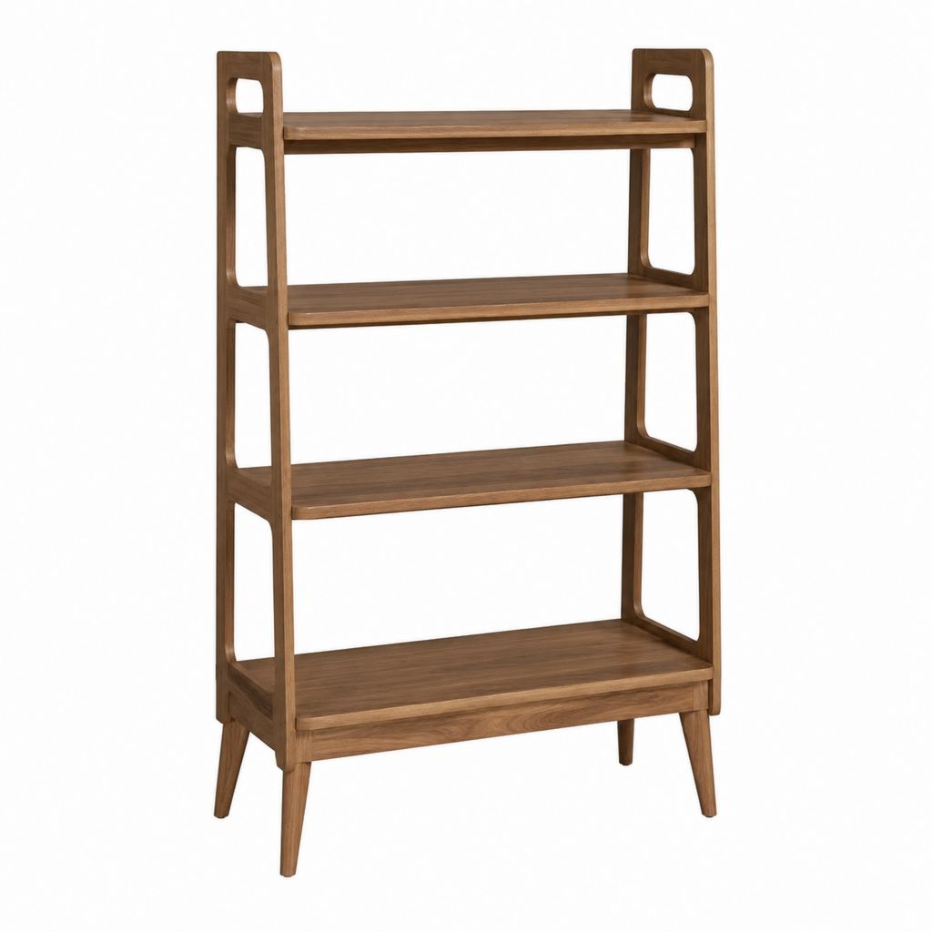 Standregal Wohnzimmerregal braun aus Walnussholz rechteckig 60 x 35 x 140 cm mit 4 Ablagen