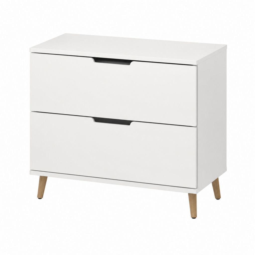 Kommode mit 2 Schubladen Weiß Spanplatte Rechteckig 80 x 40 x 75 cm