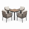 5-teiliges Gartenmöbel-Set Schwarz Braun Beige Aluminium WPC quadratisch 90 x 90 cm