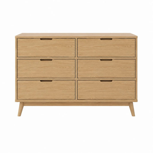 Kommode mit 6 Schubladen in Eiche massiv rechteckig 120 x 40 x 85 cm