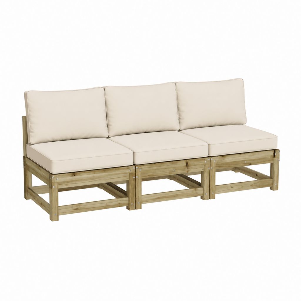 3-Sitzer Gartensofa aus imprägniertem Kiefernholz Beige 195 x 70 x 70 cm