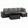 Gartenlounge Ecksofa Set Anthrazit Aluminium mit Hubtisch Stauraum 210 x 140 x 70 cm
