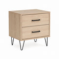 Nachttisch mit 2 Schubladen Eiche hell Spanplatte rechteckig 60 x 40 x 60 cm