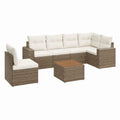 Gartensofa Lounge-Set 7-teilig Braun Creme aus PE-Rattan mit Stahlgestell 280 x 210 x 80 cm