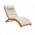 Gartenliege Beige aus massivem Akazienholz mit Polyesterpolsterung ergonomisch geschwungen 190 x 65 x 85 cm