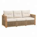 3-Sitzer Gartensofa Beige Akazienholz Polyester-Seilbespannung Rechteckig 210 x 80 x 78 cm
